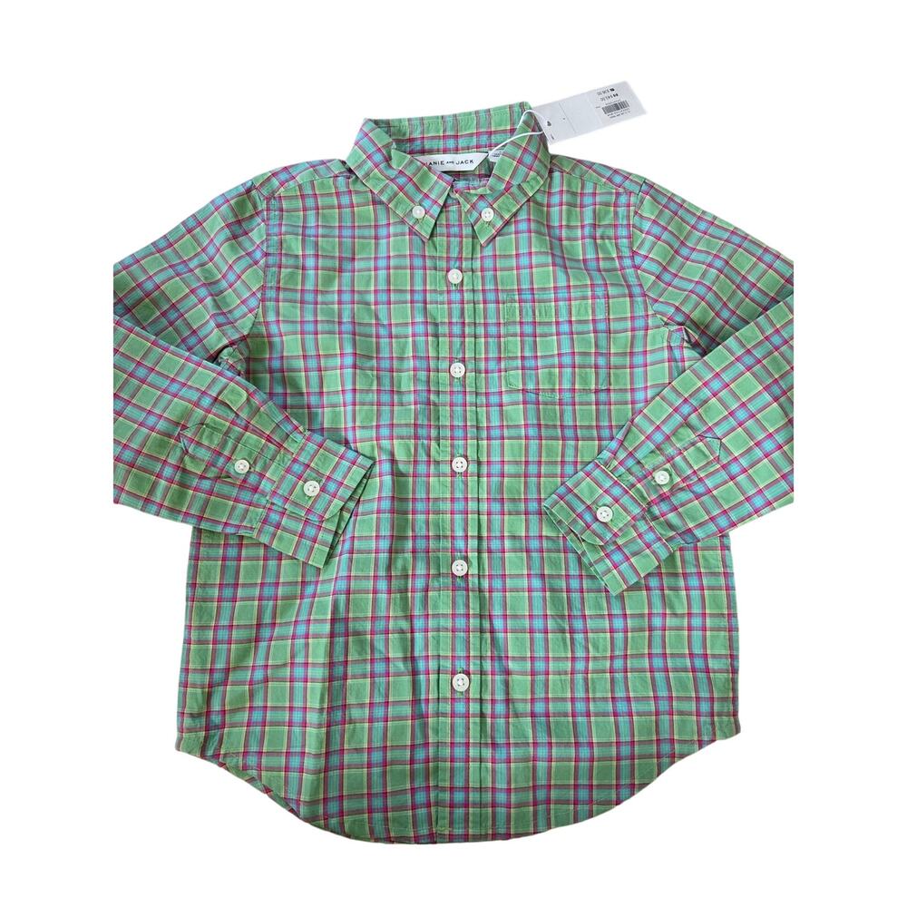 Janie and Jack Long Sleeve Green Plaid Shirt